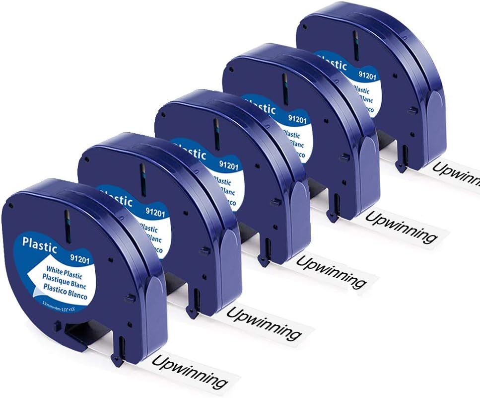 Upwinning A91221 91201 S0721610 Compatible with Dymo Letratag Label Maker Refill White Plastic Tape, Replace for Dymo LetraTag Tape 12mm x 4m Refills White for LT100H LT100T LT110T XR 200B