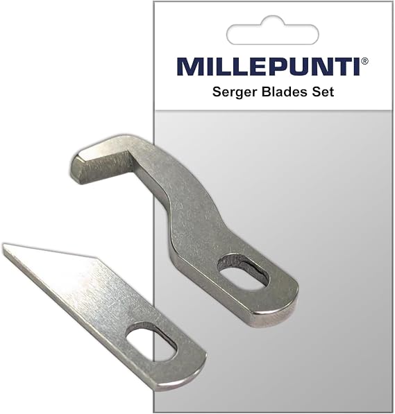 MILLEPUNTI Serger Blades 2PCS for MLD42, Upper & Lower Blades Set, Replacement for Singer S14-68/69/77/78/79, Necchi OV234, Pfaff 1450OL, Durable & Long-Lasting