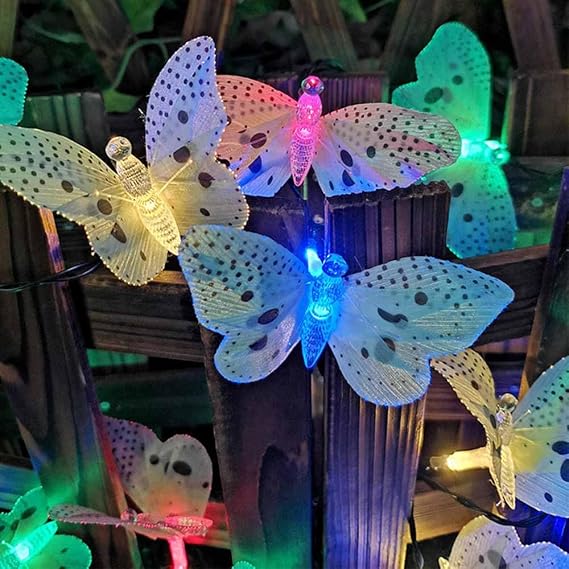 Butterfly Solar String Lights Outdoor 20 16.5 FT LED Waterpoof LED Solar Butterfly Lights for Garden Yard Patio Lawn Decor Party Club