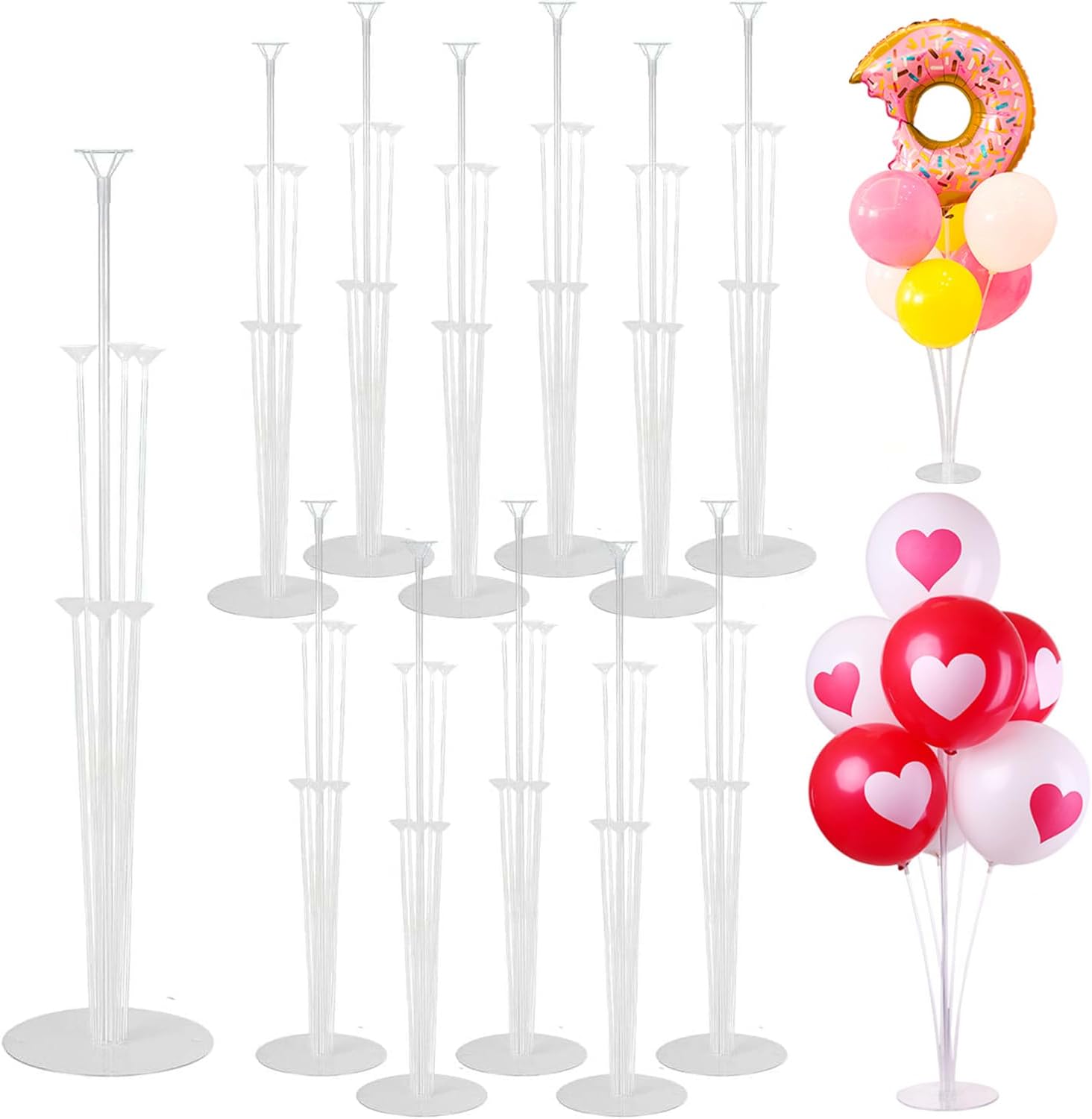 12Pack 72cm Balloon Stand, Balloon Sticks and Holders with Base Reusable Balloons Stand for Table which for party table decorations, Anniversary Christmas Party Decoration Supplies