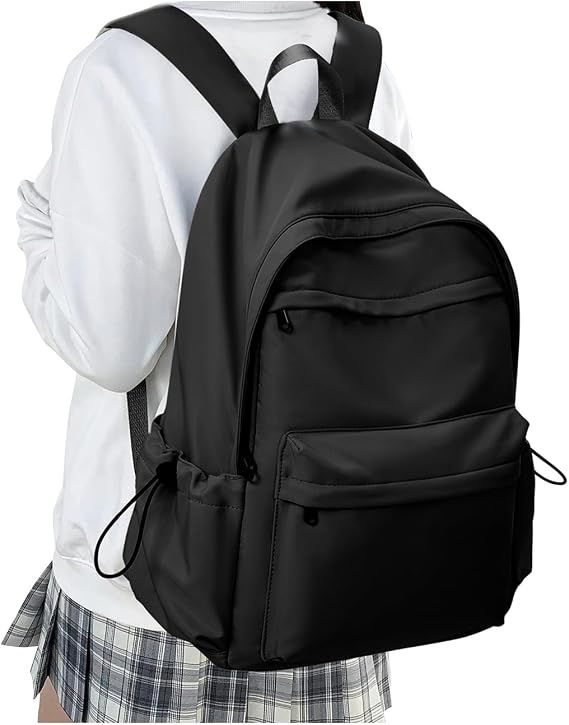HYC00 School Backpack Womens, Unisex Casual Daypack High Secondary School Bags for Teenage Girls Water Resistant Laptop Backpack Travel College Rucksack Backpacks for Women Men Schoolbag, K1-Black