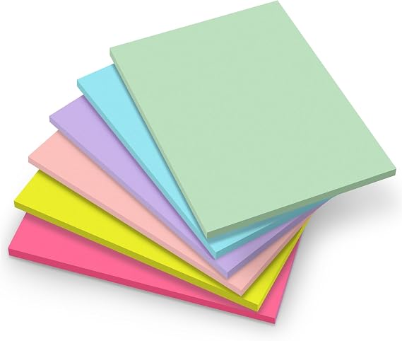 203 x 152 mm Large Sticky Notes, 6 Colours, Super Sticky Meeting Notes
