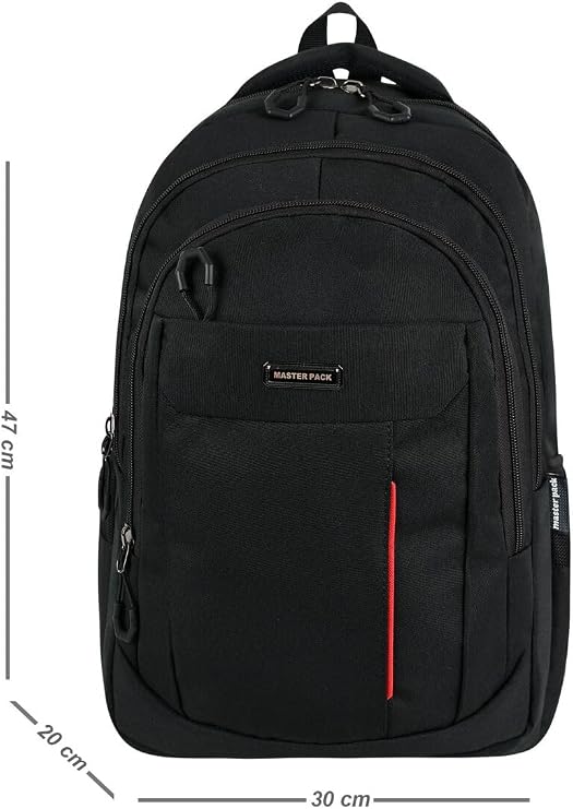 Dört Bölmeli Laptop Okul Sırt Çantası, 30x20x41 cm, Siyah
