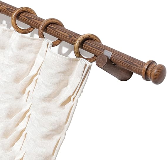 Generisch Şık ahşap damarlı, iki perde çubuğundan oluşan bu set (240 cm, yuvarlak, yandan monte edilmiş, tutuculu), tek veya çift perdeler için mükemmeldir ve tek parçalıdır.