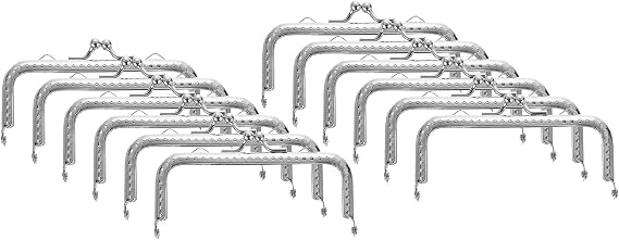 sourcing map 12 Pcs Metal Purse Frame, 10.5cm/4.1" Vintage Arch Kiss Lock Clasp Frame Embossed for Purse Making, Handled Bag, Coin Bag Clutch Bag, Frame Hardware Replacements (Silver)