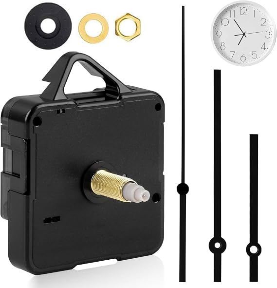 Silent Quartz Clock Mechanism Kit, Replacement Clock Movement, High Torque Long Shaft for DIY Wall Clocks, Includes Clocks Hands & Quartz Clocks Movement Parts for Home Office
