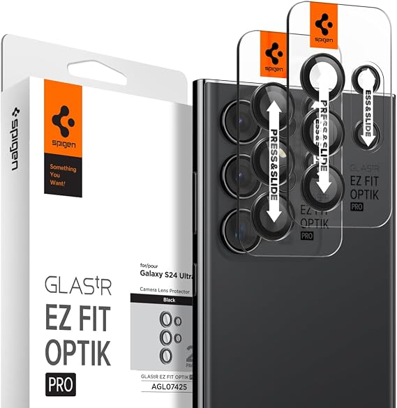 Spigen Galaxy S24 Ultra ile Uyumlu Kolay Kurulum Kamera Lens Camı Koruyucu GLAS.tR EZ Fit Optik Pro (2 Adet) Siyah - AGL07425 (Spigen TR Garantili)