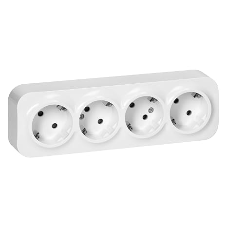 Schuko Wall Socket Wall Outlet IP20 White Surface Plug 16A/230VAC Durable and Safe for Home and Commercial Use