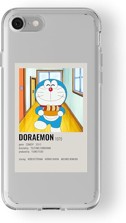 Iphone 7 Plus Ve 8 Plus ile Uyumlu Doraemon Minimalist Poster Tasarım Baskılı Şeffaf Kılıf