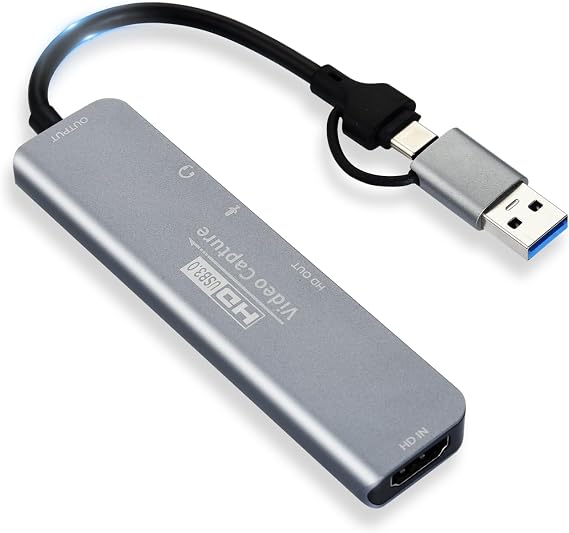 ELUTENG USB 3.0 Video Capture Card HDMI to USB C/A Video Grabber 1080P for Streaming Recording and Gaming Plug Play Compatible with Windows and Mac OS