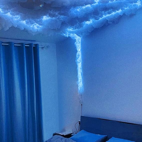 RGB Thunder Cloud Light, 3D RGB Color Changing Cloud Light, Ceiling Cotton Clouds, RGB Atmosphere Night Light, LED Thundercloud Night Light, for Home Bar Indoor Party
