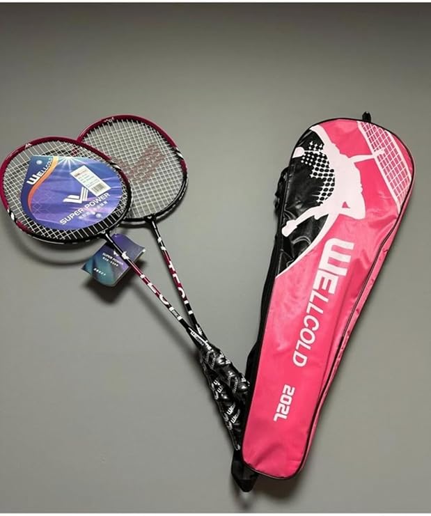 Clifton 2 Adet Profesyonel Badminton Raketi, Deluxe Badminton Çantası Seti, Siyah