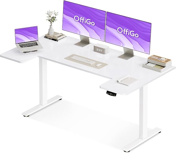 OffiGo Height-adjustable desk with memory function 140 x 70 cm white