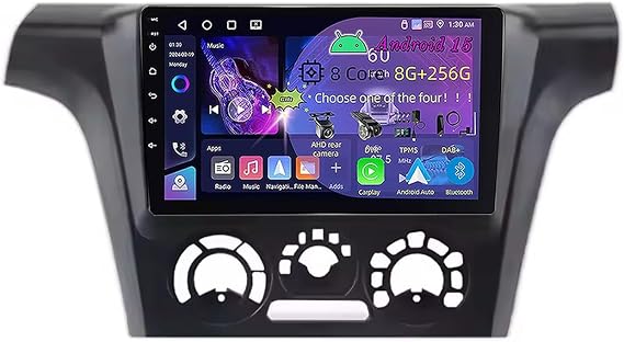 9 inch Android 15 Double Din Touchscreen Car Radio for Mitsubishi Outlander 1 2002-2008 with Carplay AHD Backup Camera GPS Navigation Steering Wheel Controls Bluetooth(C4 8+256G)