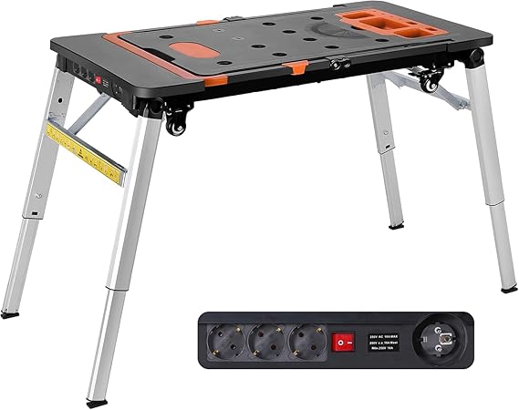 TLGREEN 7-in-1 Folding Workbench Height Adjustable Portable Work Table
