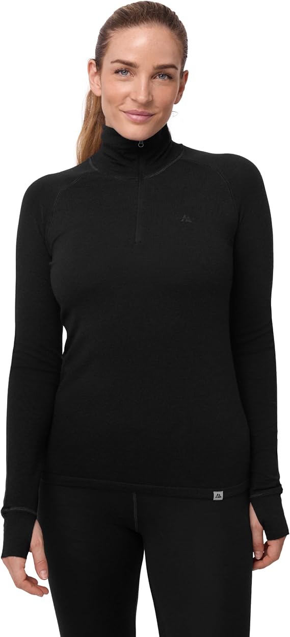 DANISH ENDURANCE Merino Wool Half Zip Shirt for Women, Midweight 180 GSM
