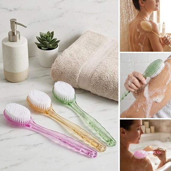 Plastik Saplı Vücut Temizleme Fırçası - Çok Amaçlı Sırt ve Vücut İçin Banyo ve Duş Kese Aparatı (5264)