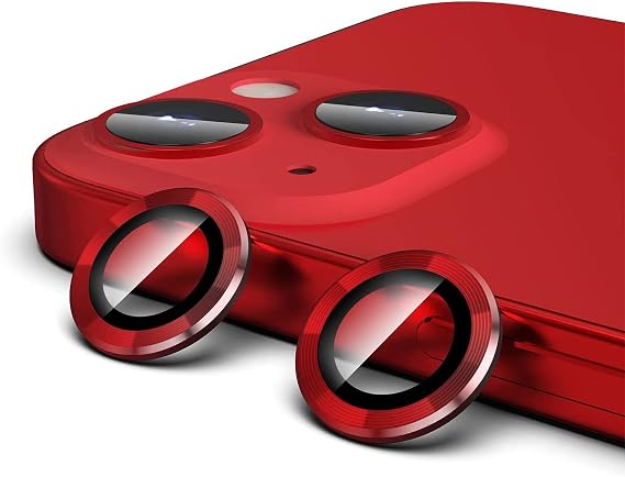 Microcase iPhone 13 Kamera Camı Lens Koruyucu Halka Set - Kırmızı