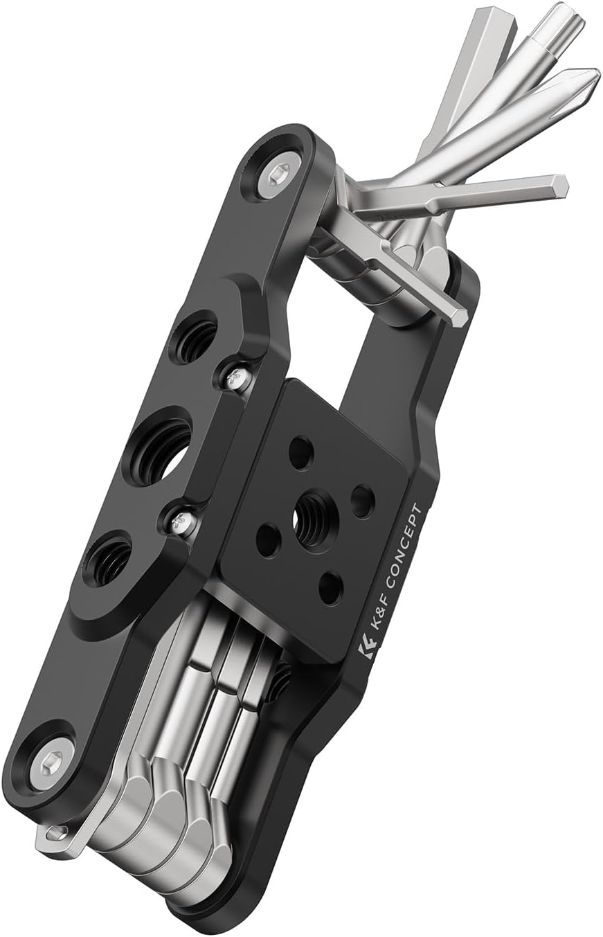 K&F CONCEPT 10-in-1 Camera Multitool Tool with Screwdriver and Spanner, Foldable Tool Set, Camera Tool for Photographers, Universal Screwdriver Tool Set