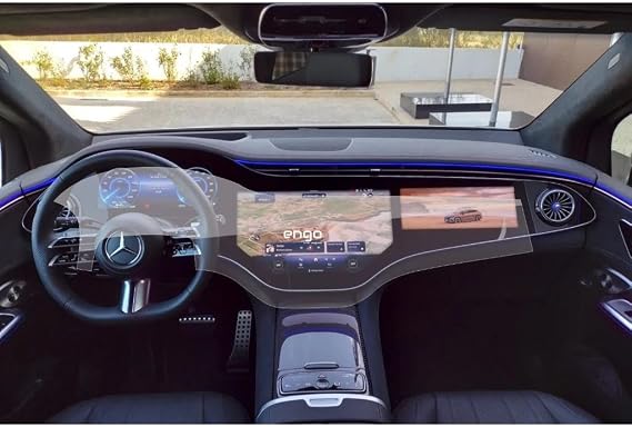 Engo Mercedes Eqs 580 12.3 İnç 17.7 İnç İle Uyumlu Ekran Koruyucu Şeffaf Nano Tam Kaplama Tek Parça Dijital Gösterge + Multimedya + Yolcu Ekranı