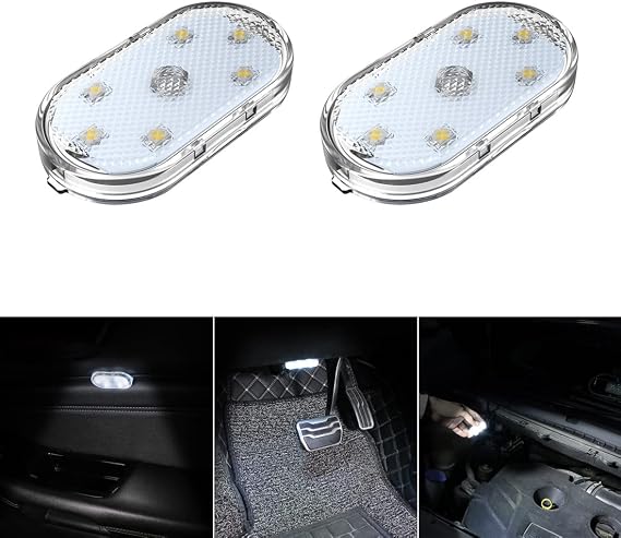 車用ledライト2個 車内用 ホワイトアンビエント照明 Usb充電式カーインテリア読書灯 車用ポータブルledライト