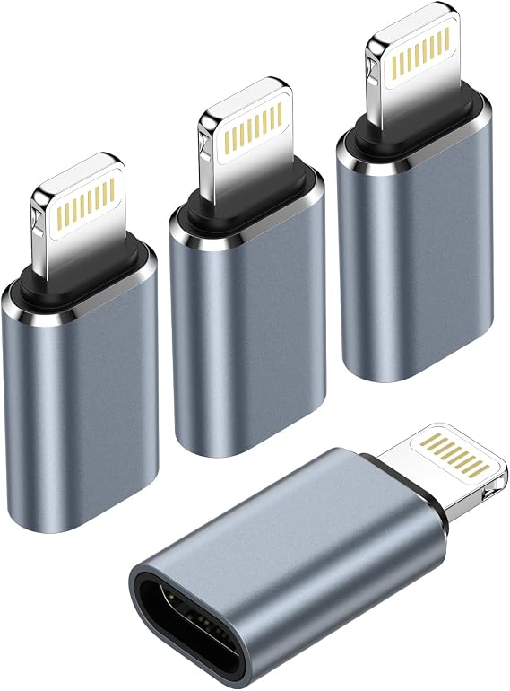 Lightning to USB C Adapter 4Pack, USB C Female to Lightning Male Adapter
