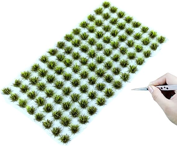 120 Pieces Green Grass Tufts, 1:76 Static Grass Tufts for Model Railway, Diorama, Wargaming Terrain – for OO Gauge, N Gauge & 28mm Wargames