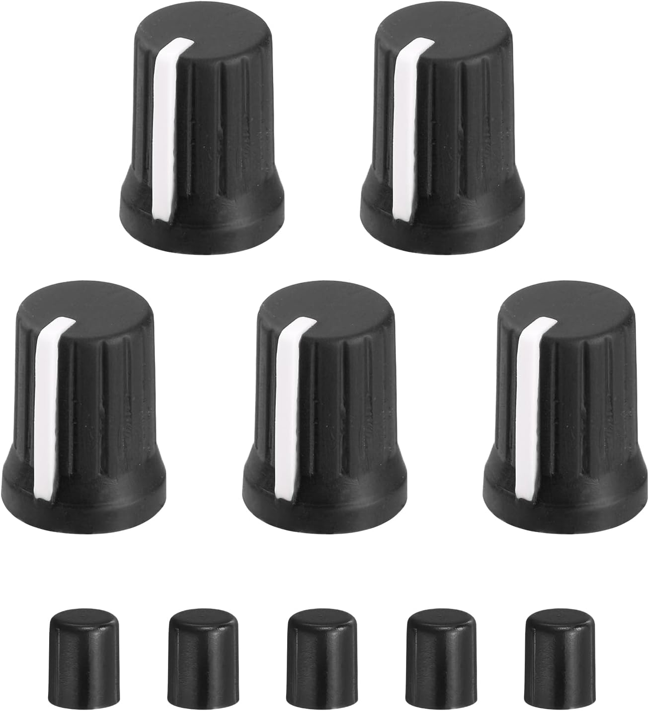 sourcing map 5pcs Potentiometer Knobs,D-Shaft Replacement Rubber Potentiometer Control Knob Replacement Push Rod Cap for DJ Controller Mixer Console Encoder Speaker(Black White)