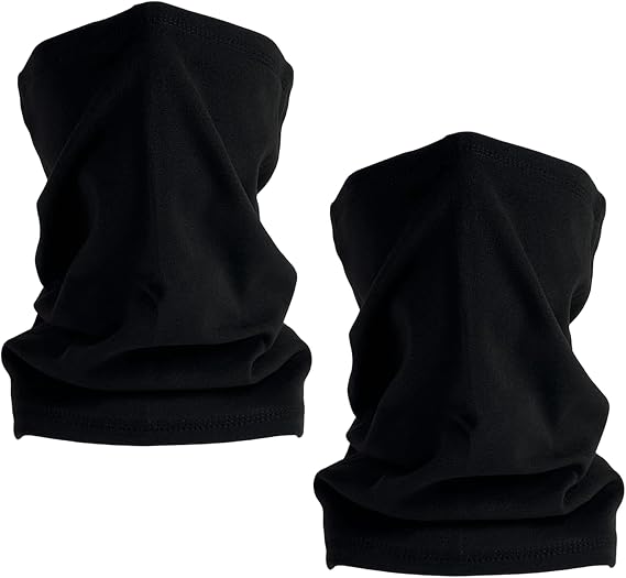 2 Pack Neck Warmer Snood for Men and Women, Winter Neck Warmer Windproof, Headwear Face Mask for Cold Weather Sport Motorcycle Skiing Running Cycling, Black