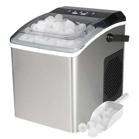 Koolatron Countertop Ice Maker Machine 12KG Portable Ice Cube Maker 9 Cubes in 6 Mins Self-Cleaning Compact Ice Machine for Home Bar Party Office, Grey