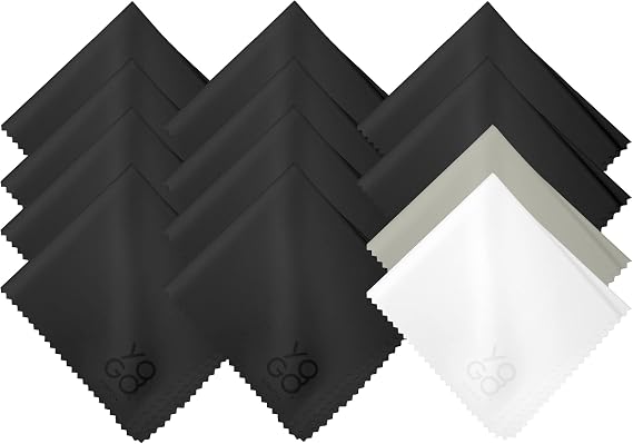 Microfiber Cleaning Cloth 12-Pack Individualy Packed (6"x 7") Glasses Cleaning Cloths for Eyeglasses Phone Computer Screen Laptop Camera Lenses (10 White, 1 Grey, 1 White)