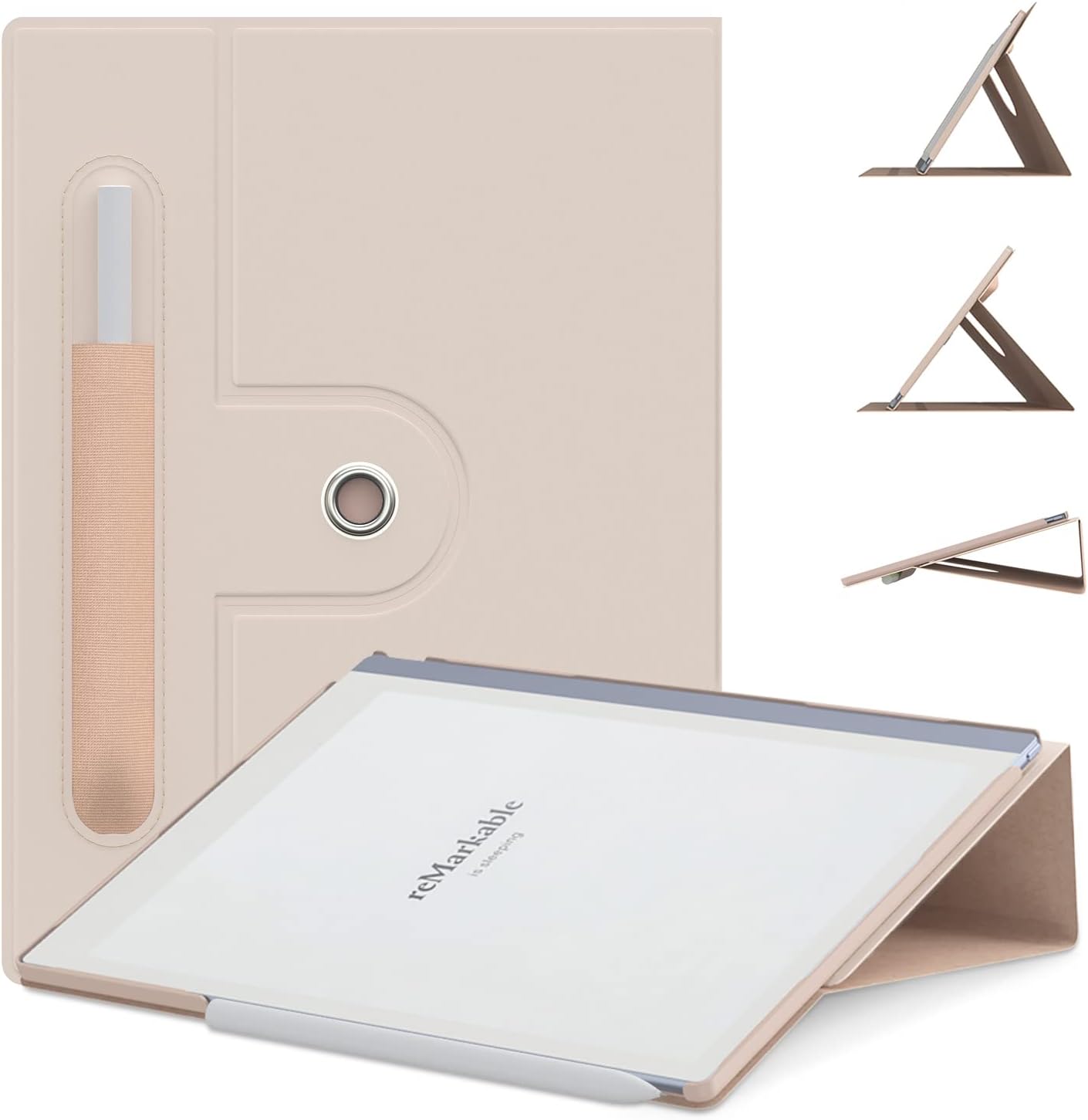 Slim Lightweight Book Folios Case for Remarkable 2 10.3 inch Digital Paper2020 Released,360 Degree Rotating Stand Cover for Remarkable 2 10.3 inch Digital Paper,with Pencil Holder Rose Gold