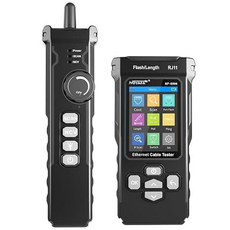 NOYAFA NF-8506 Network Cable Tester with Ping Test, TDR-KAT5-KAT6 Ethernet Cable Tester, IP Scan, Network Rate Test, Port Flashing, Network Tester Cable Toner for RJ11 RJ45