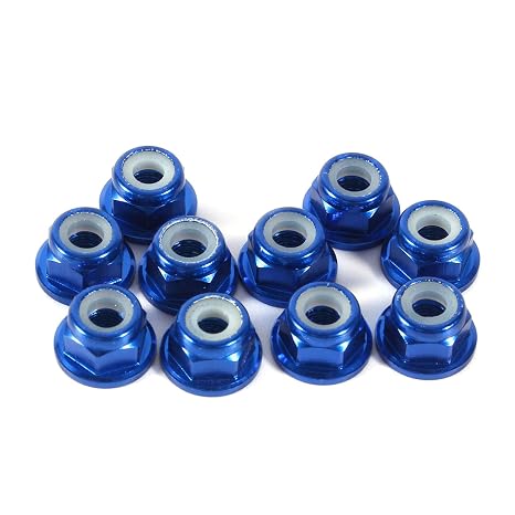 10Pcs Hex Self Lock Nuts Assortment, M3 Nylon Insert SelfLock Aluminum Nuts, Hex Lock Nut Royal Blue