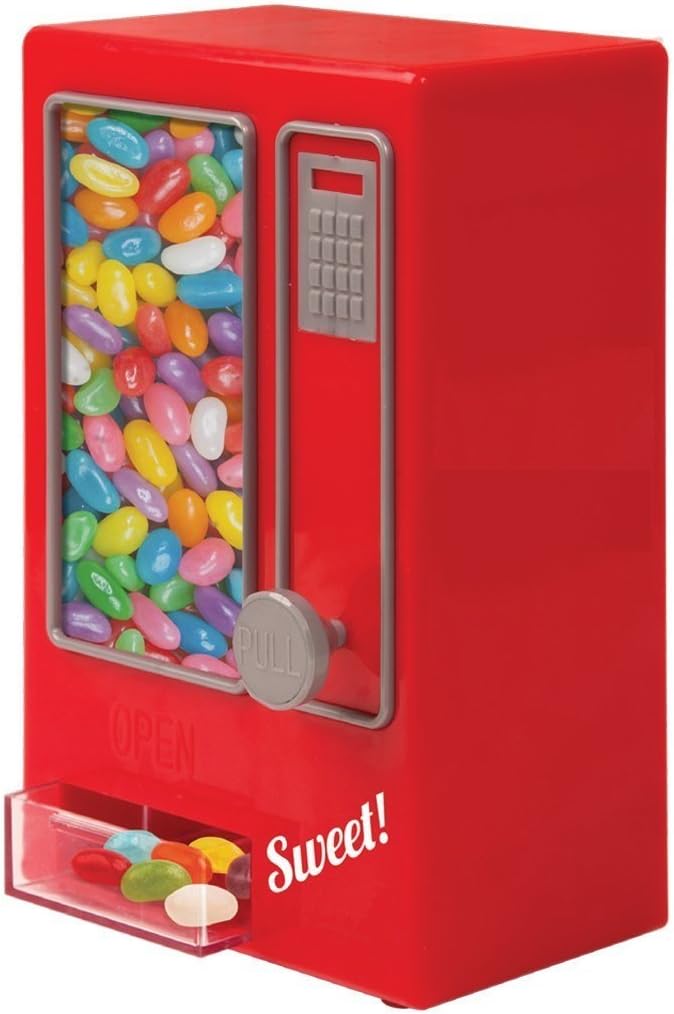 Invero® Red Mini Retro Style Children’s Kids Sweet Vending Machine Candy Dispenser - Ideal for all Small Sweets and Nuts - 16 x 14 x 30 cm