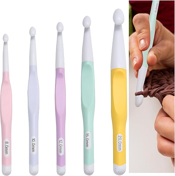 5 Pcs Large Crochet Hooks Set, 8mm 10mm 12mm 15mm 20mm Crochet Hook