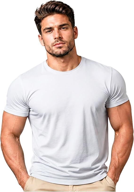 SITZTGUT Men's Comfort Stretch Crew Neck T-Shirt 200 GSM