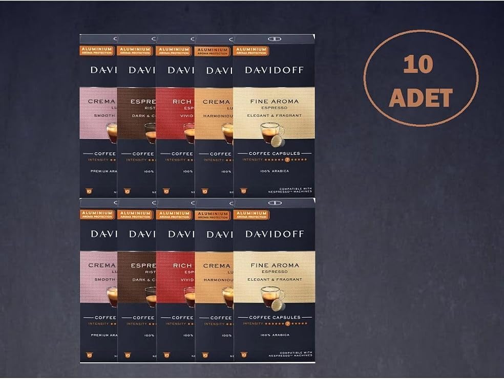 Davidoff Davidoff 10X10 Adet Kapsül Kahve (Nespresso Uyumlu) Davidoff 5 Çeşit