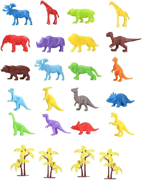 Toy Play 24 Parça Renkli Mini Dinozor ve Vahşi Hayvanlar Figür Seti 4-6 cm SKU683-669