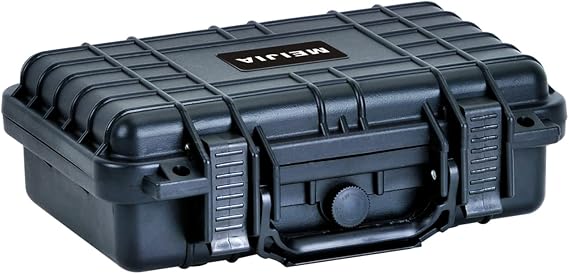 MEIJIA IP67 Waterproof Hard Protective Case,Compact Hard Camera Case,Small Hard Case with Customizable Foam, Fit Use of Drones,Camera,Lens (Black, 11.65x8.35x3.78inches)