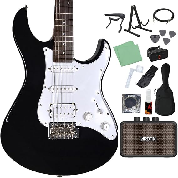 Yamaha Pacifica Electric Guitar Introductory Model SSH Pickup Yamaha Pacifica 14-Piece Mini Amplifier Beginner Set, Black
