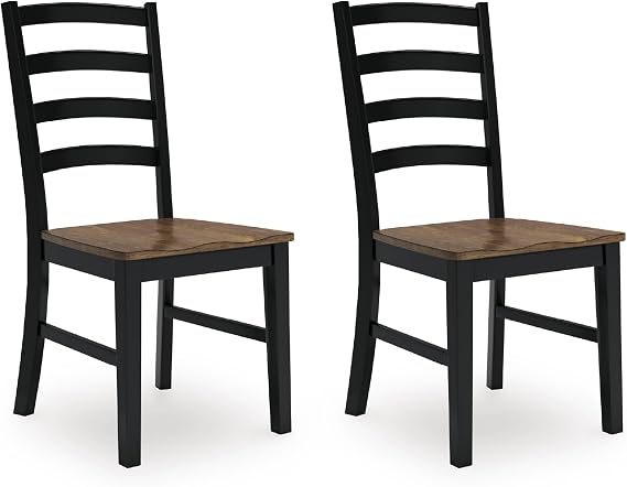Signature Design by Ashley Wildenauer Rustic Armless Dining Chair, Set of 2, Black & Light Brown