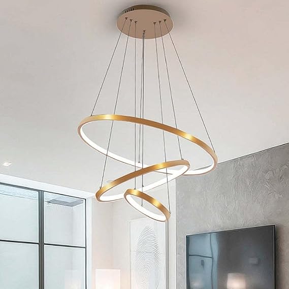 Gold/Beta / 50-40-30 cm / 3 Renk Işık/Sarkıt Avize / 3 Yıl Garanti [Enerji Sınıfı A]