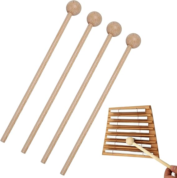 Wood Mallets Percussion Sticks, Percussion Sticks, 4 PCS Glockenspiel Mallets, Glockenspiel Beaters, Drum Stick, Wood Mallets Percussion Sticks Percussion Mallets, Musical Instrument Accessories