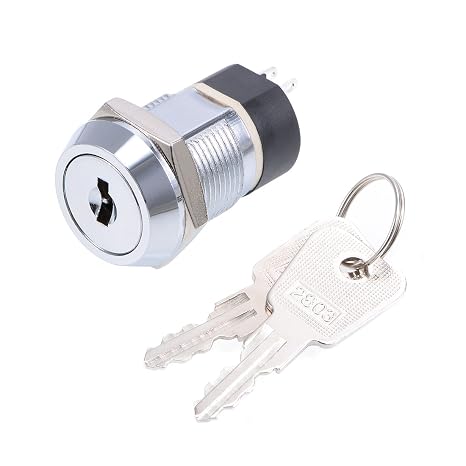 Sourcingmap 19mm 2 Positions 2NO 2NC Electric Key Lock Push Button Switch
