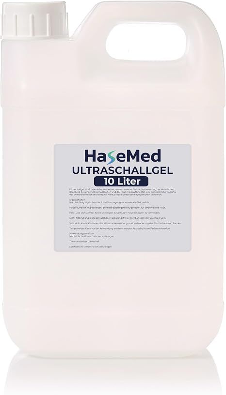 HaseMed Ultrasonic Gel 10L Pack of 1 - pH Neutral Skin-Friendly and Biocompatible Gel for Optimal Ultrasound Transfer. Ideal for Ultrasound Examinations in Practice and Everyday Use