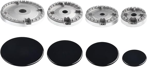 Universal Gas Stove Burner Cap,Oven Cooker Hob Gas Burner Crown & Flame Cap Kit,Compatible With Most Gas Stoves,1 * 55mm+2 * 75mm +1 * 100mm Cooker Hat Set (Flat) [Energy Class A]