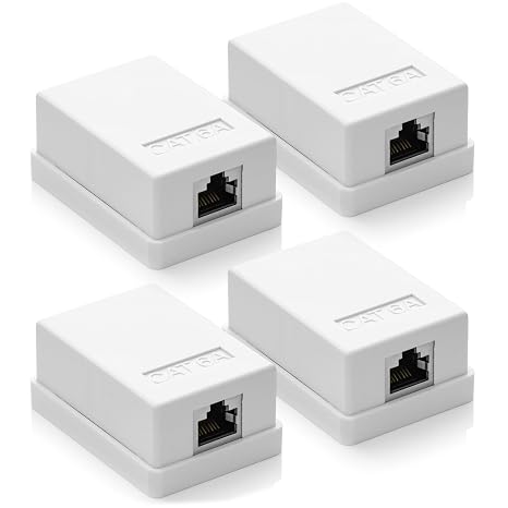 deleyCON CAT 6a Network Socket 1x RJ45 Socket FTP 10 Gbit Pack of 4 - White