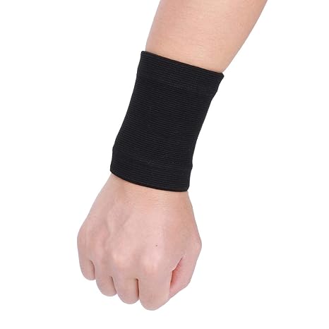1 Pair Exercise Wrist Brace, Polyester Fiber Black Sports Outdoor Super Elastic Knitting Flexible Cuff Pain Relief Wrist Guard Brace Support