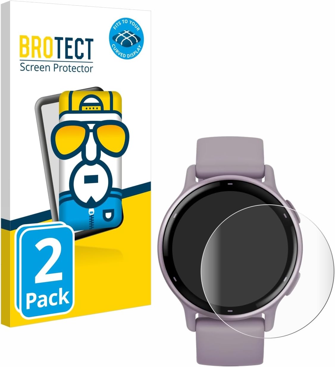 brotect 3D Curved Screen Protector compatible with Garmin vivoactive 5 2 Pack - Full Screen Coverage